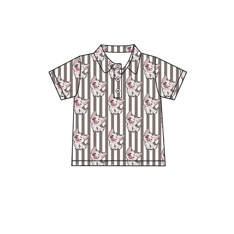 Pua Boys’ Button Down Shirt | Moana Pua Pig Hawaiian Shirt | Disney-Inspired Tropical Vacation Shirt | Kids Park Outfit | Boutique Boys Clothing