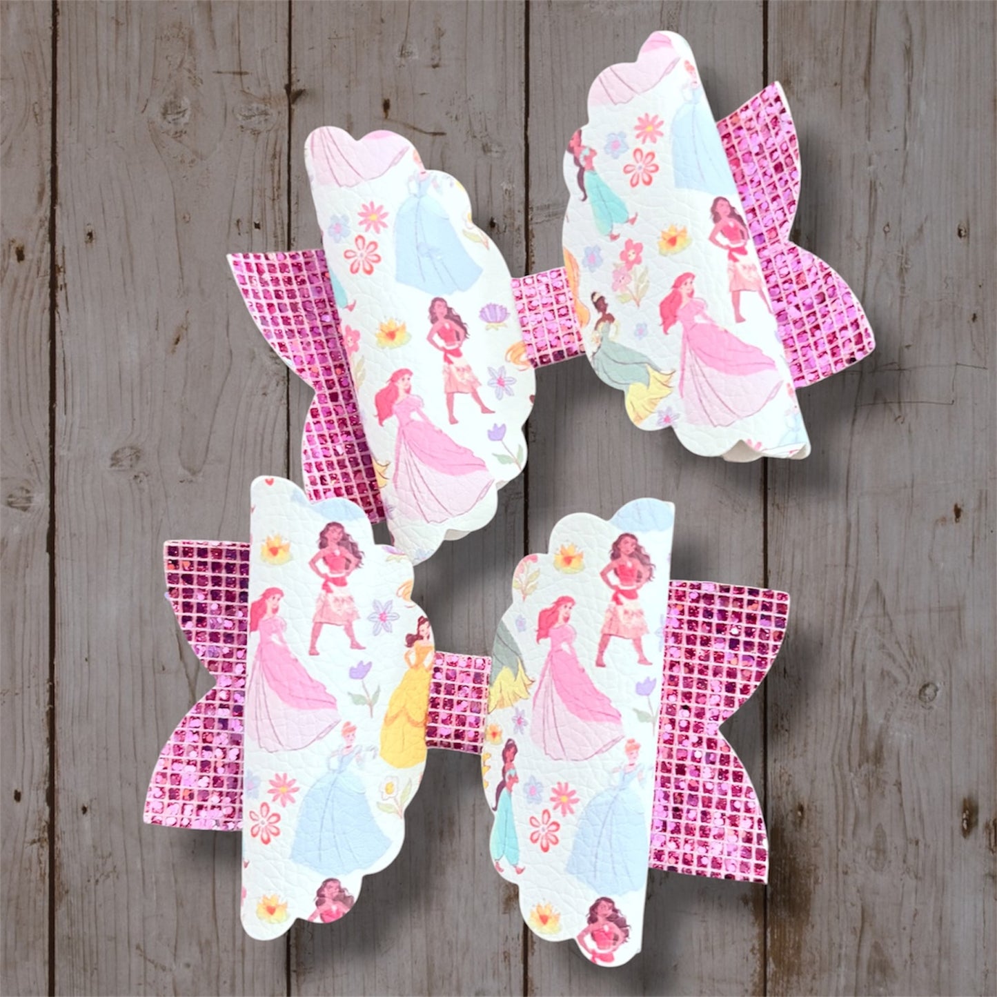 Princess Inspired Hair Bow | Handmade Pink Glitter Boutique Bow | Fairytale Princess Hair Accessory | Magical Girls Hair Bow