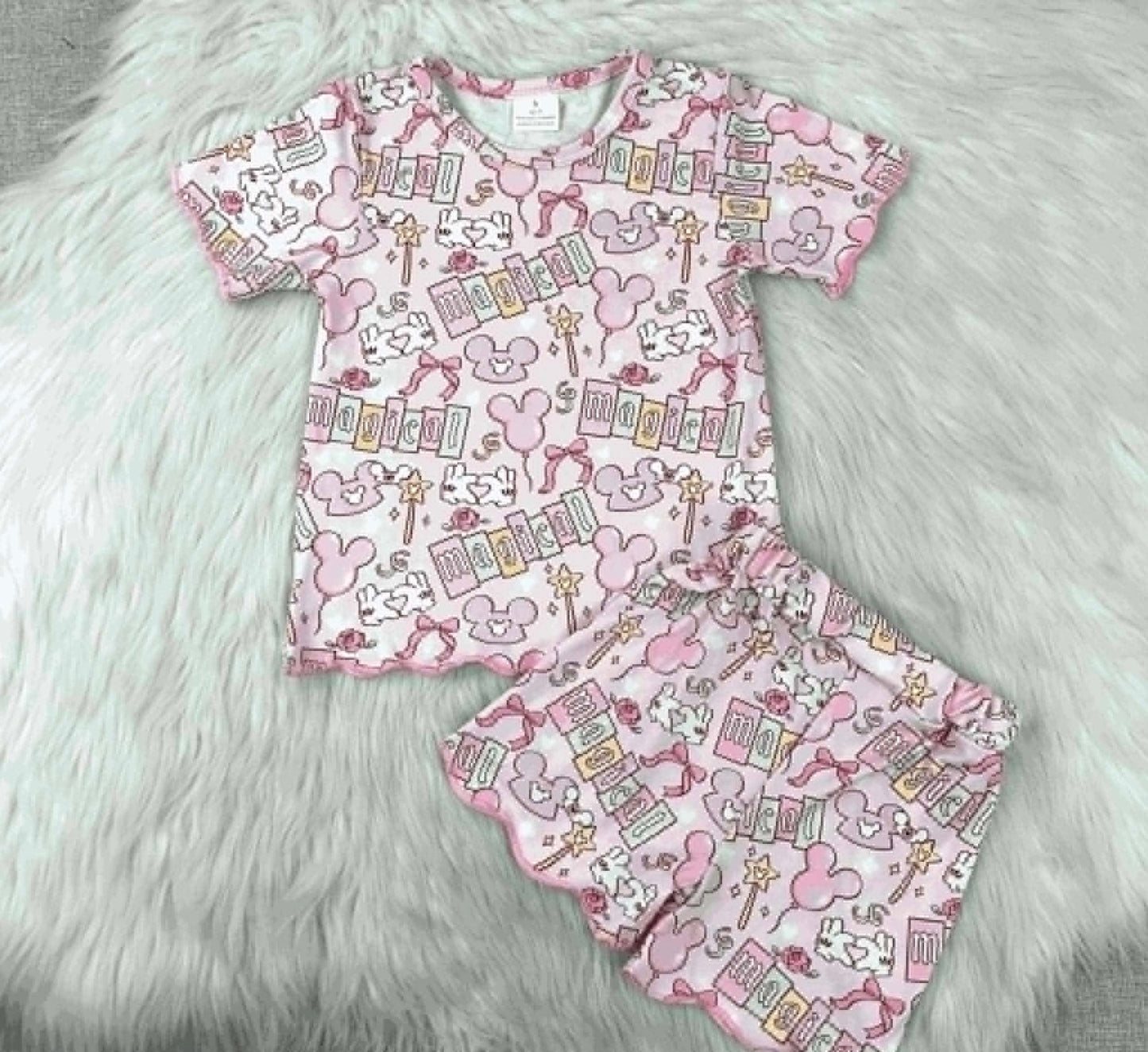 Magical Day Lounge Set | Pink Character-Inspired Short Set | Boutique Loungewear