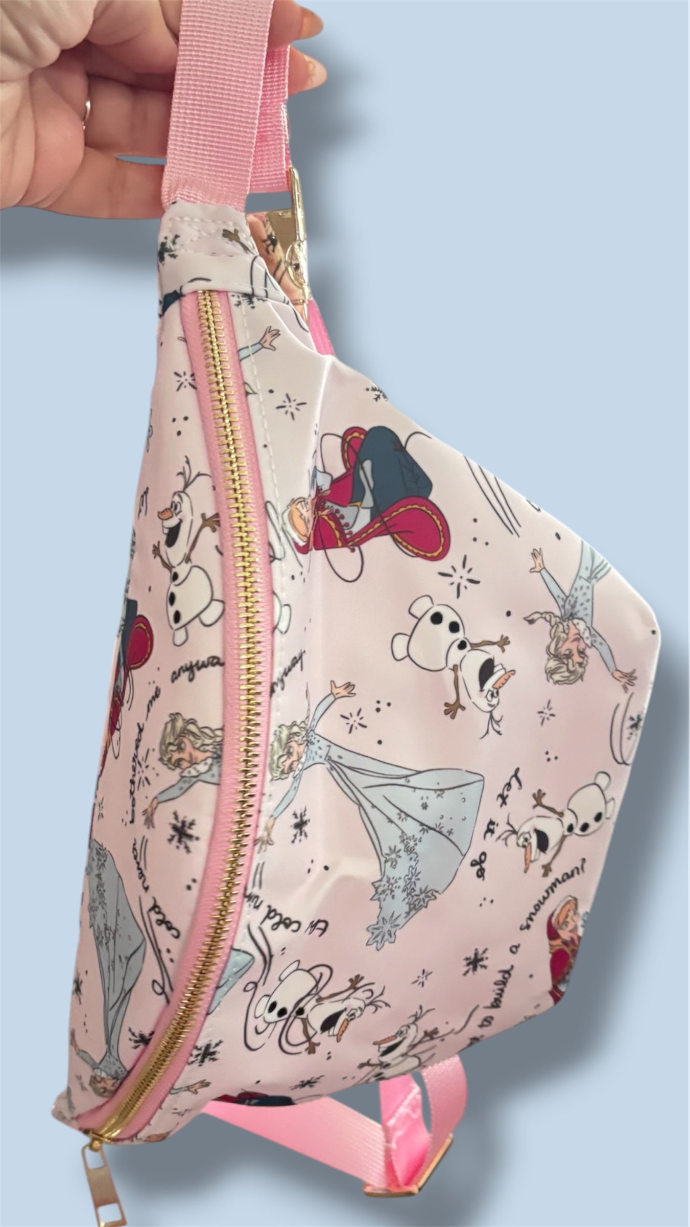 Pink Ice Queen Belt Bag | Snow Queen Inspired Fanny Pack | Winter Princess Park Outfit Crossbody Bag | Girls & Women Magical Theme Park Bag