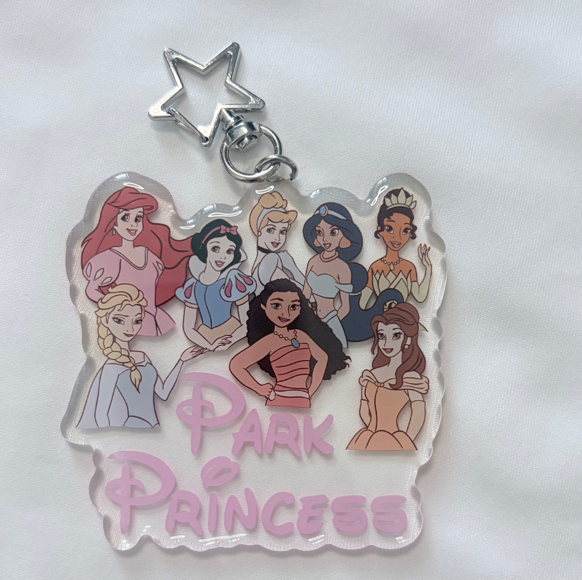 Princess Park Bag Charm | Princess Theme Park Acrylic Keychain | Disney Parks Bag Accessory