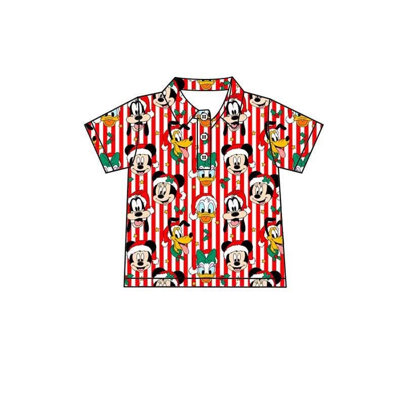 Christmas Character Matching Family Shirt & Girls Set | Holiday Striped Button Down Outfit | Festive Matching Family Vacationi Clothing