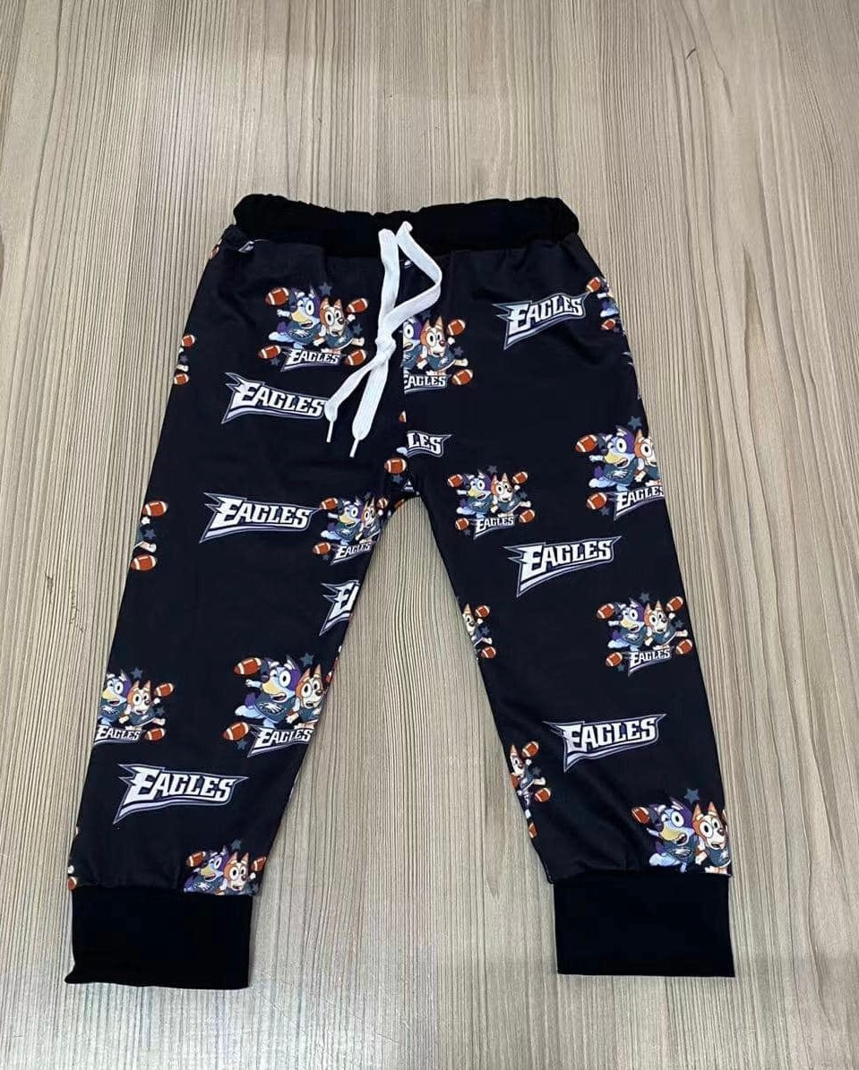 Blue dog bird pants