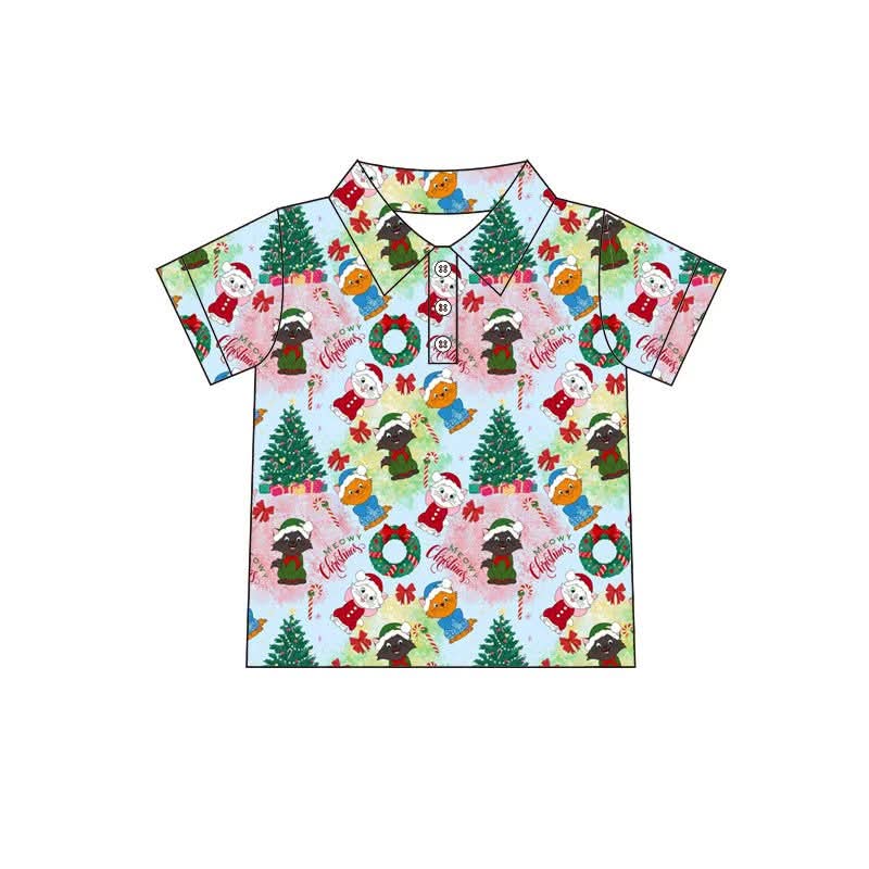 Christmas Cats Friends Button-Up Shirt | Boys & Men’s Matching Holiday Shirt | Family Matching Christmas Outfit | Preorder