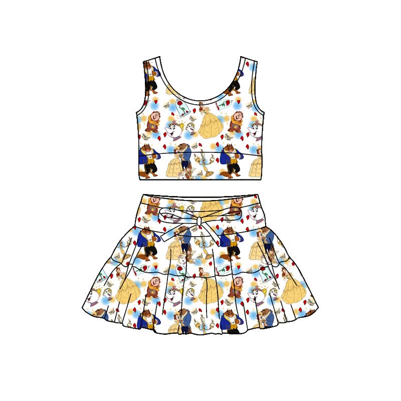 PREORDER- Enchanted Rose Princess Girls Skirt Set | Full Length Tank & Twirl Skirt | Family Matching Theme Park Outfit