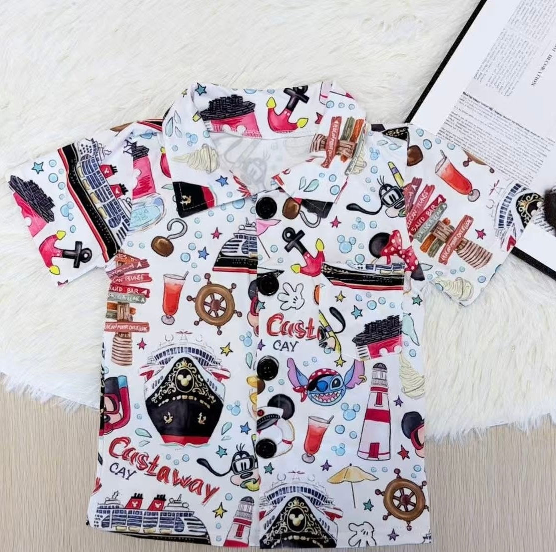 Boys Cruise Castaway Cay Button Down Shirt | Cruise Vacation Hawaiian Shirt