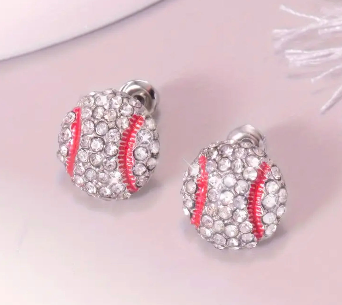 Baseball rhinestone studs