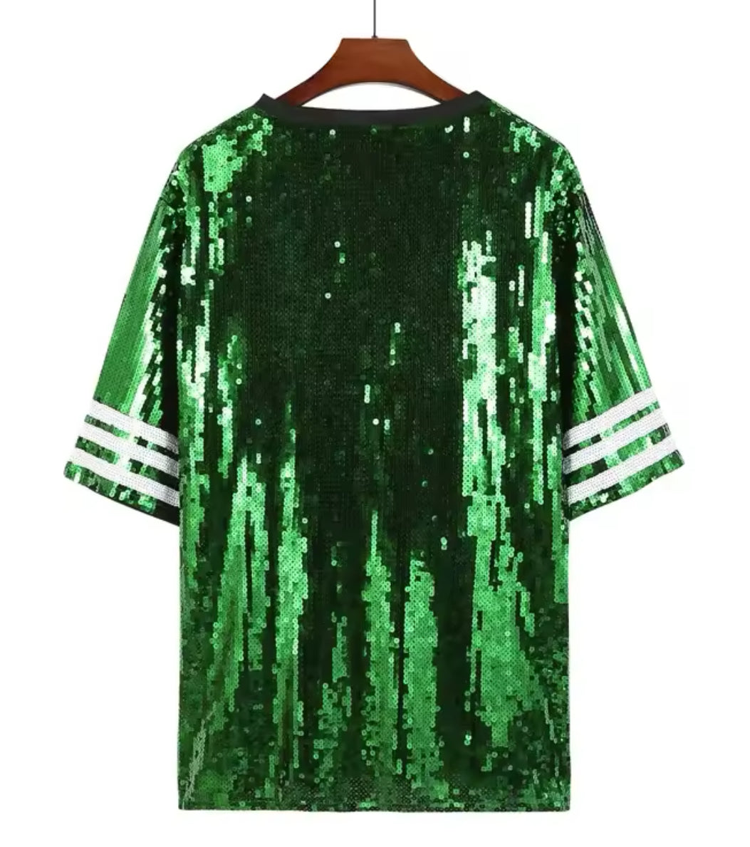 *White Eagle* green sequin tee-dress