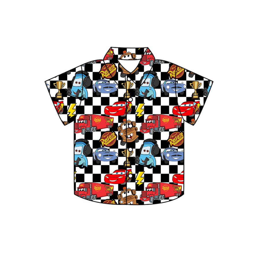 Cars: McQueen Race Day Family Matching Button Down | Boys & Men’s Racing Shirt | Vacation & Theme Park Outfit