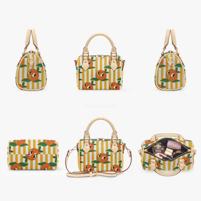 Orange Bird Inspired Barrel Bag | Citrus Stripe Park Crossbody Purse