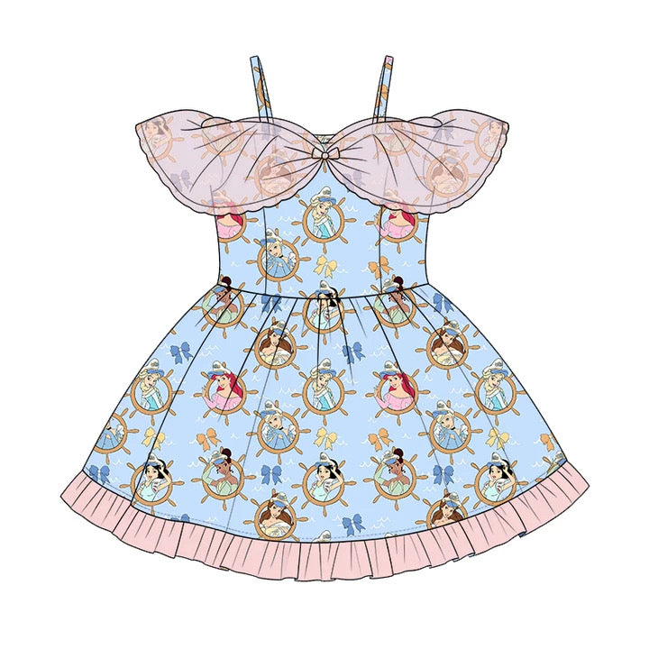 Cruise Princess Dress | Mouse-Inspired Cruise Dress | Girls’ Vacation Dress | Character Print Twirl Dress |