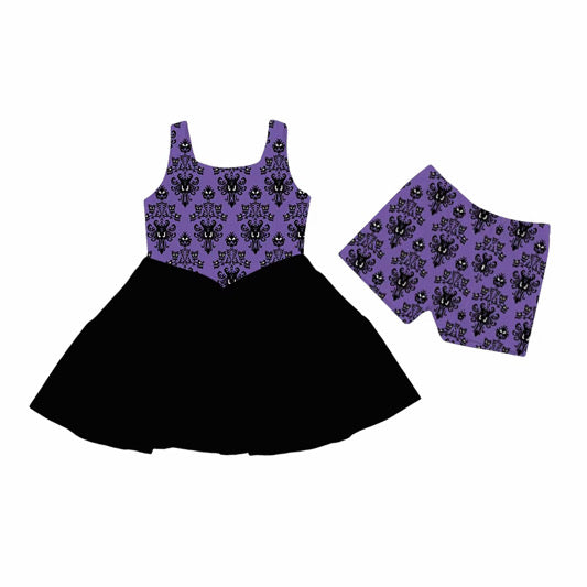 PREORDER 🖤 Haunted Mansion Inspired Women’s & Girls Twirl Dress with Detached Shorts