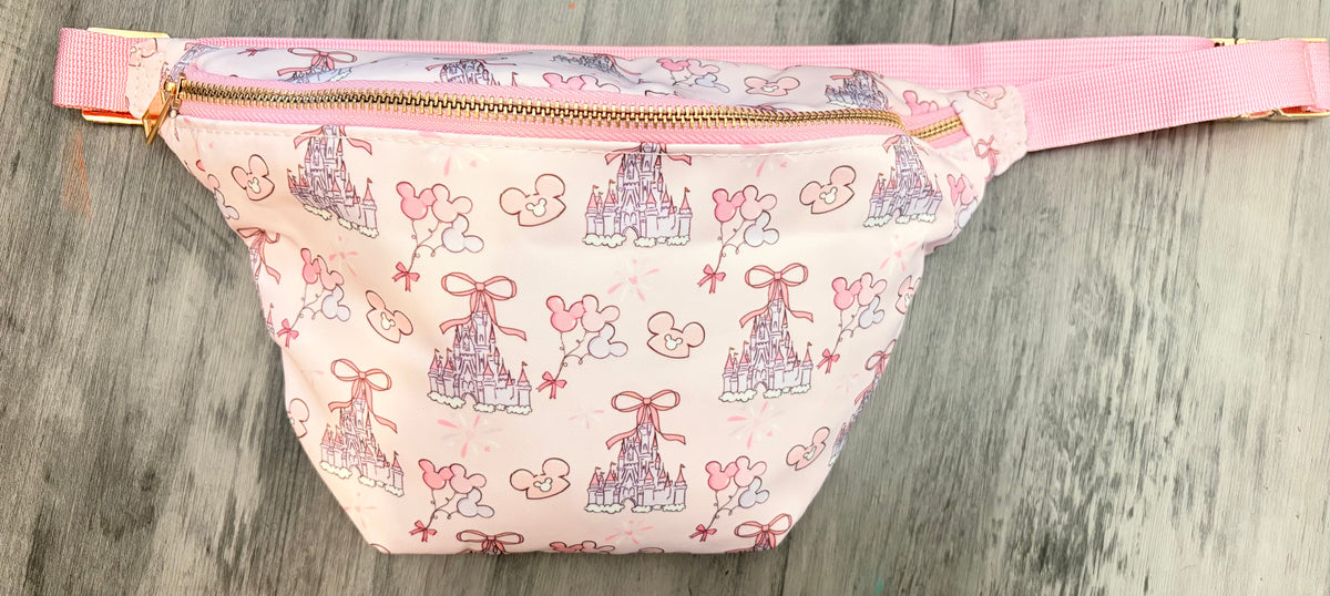 Pink Princess Castle Crossbody Bum Bag | Magical Park Belt Bag | Girls Travel Bag
