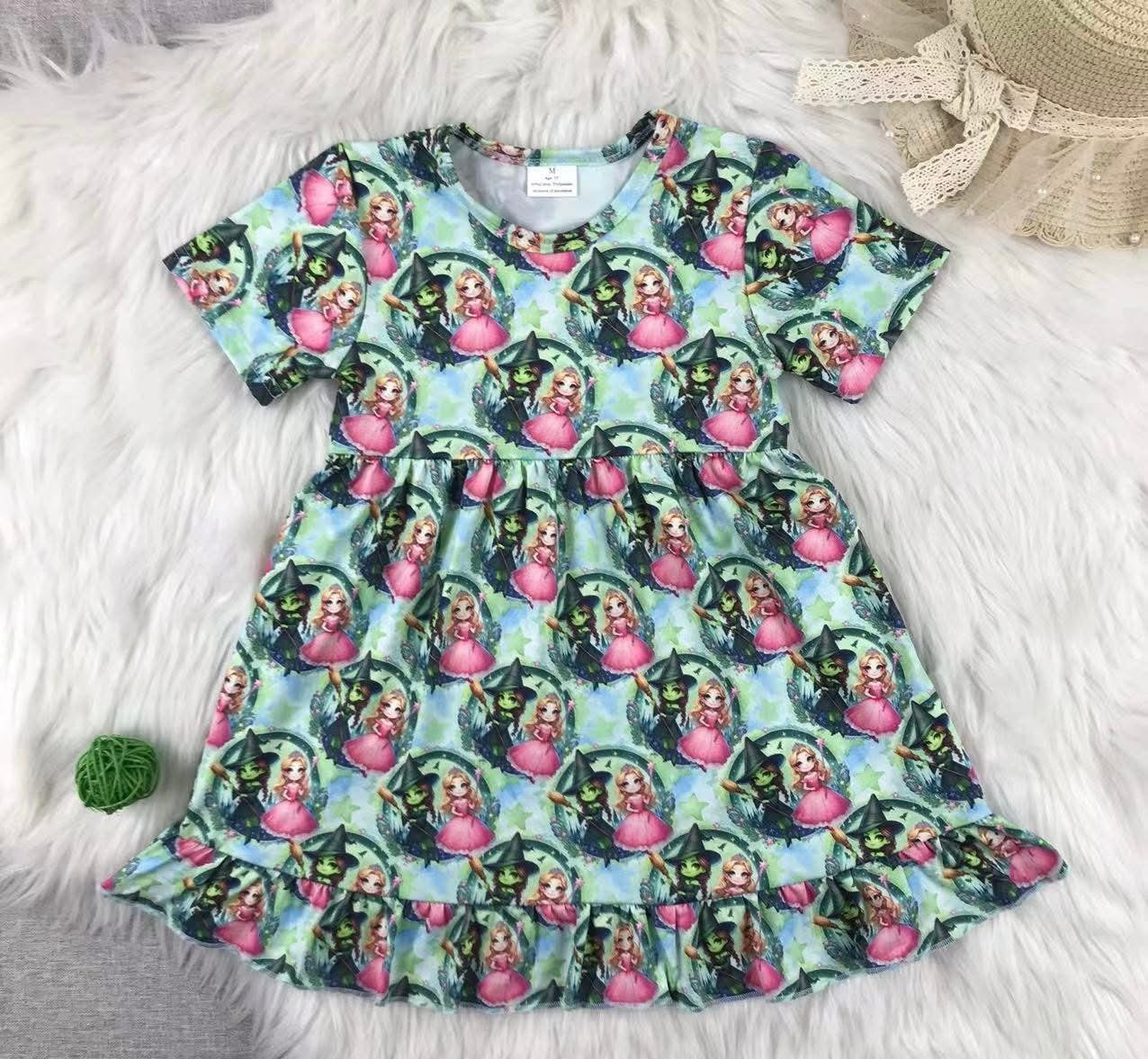 WICKEDly Cute Magical Twirl Dress – Pink & Green Storybook Style