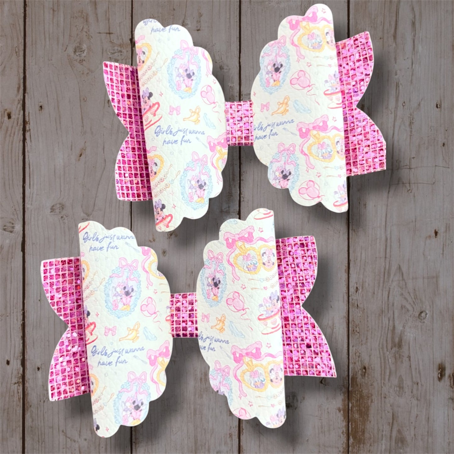 Pink Mouse Inspired Hair Bow | Handmade Glitter Boutique Bow | Coquette Character Hair Accessory | Magical Girls Hair Bow