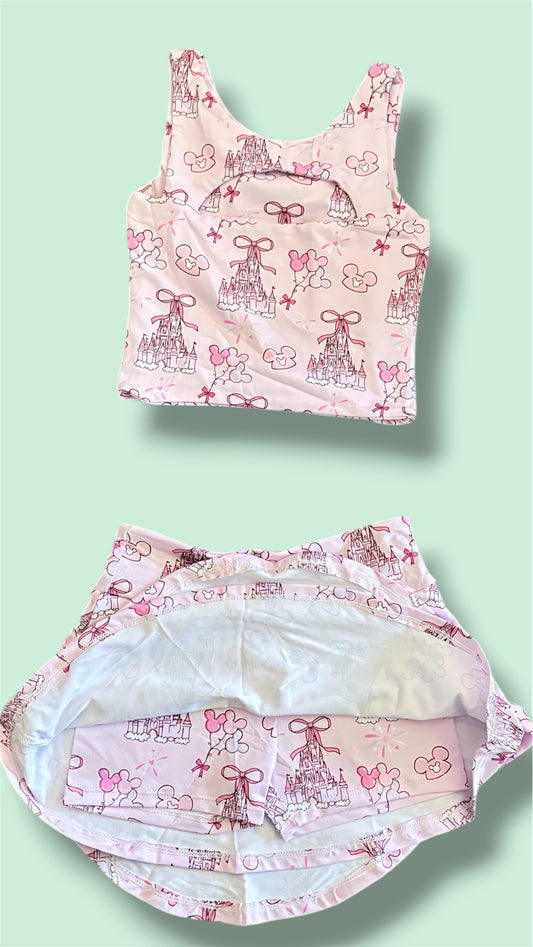 Pink Castle Dreams Activewear Set π Girls Magical Two Piece Set | Built-In Shorts | Slight Crop Tank | Theme Park Outfit | Boutique Girls Clothing