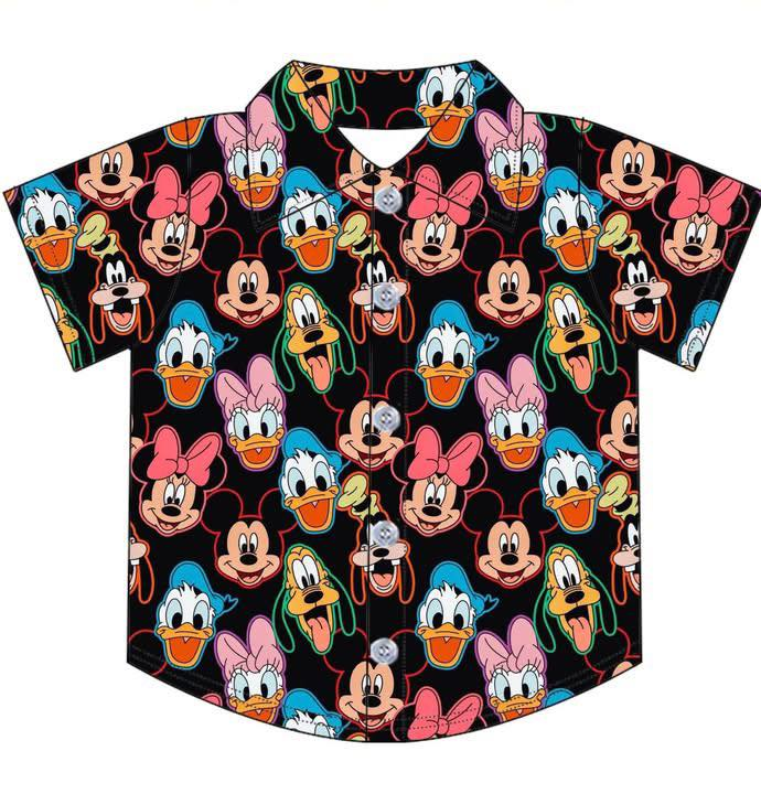 PREORDER boys/men’s Mouse and friends on Main button down
