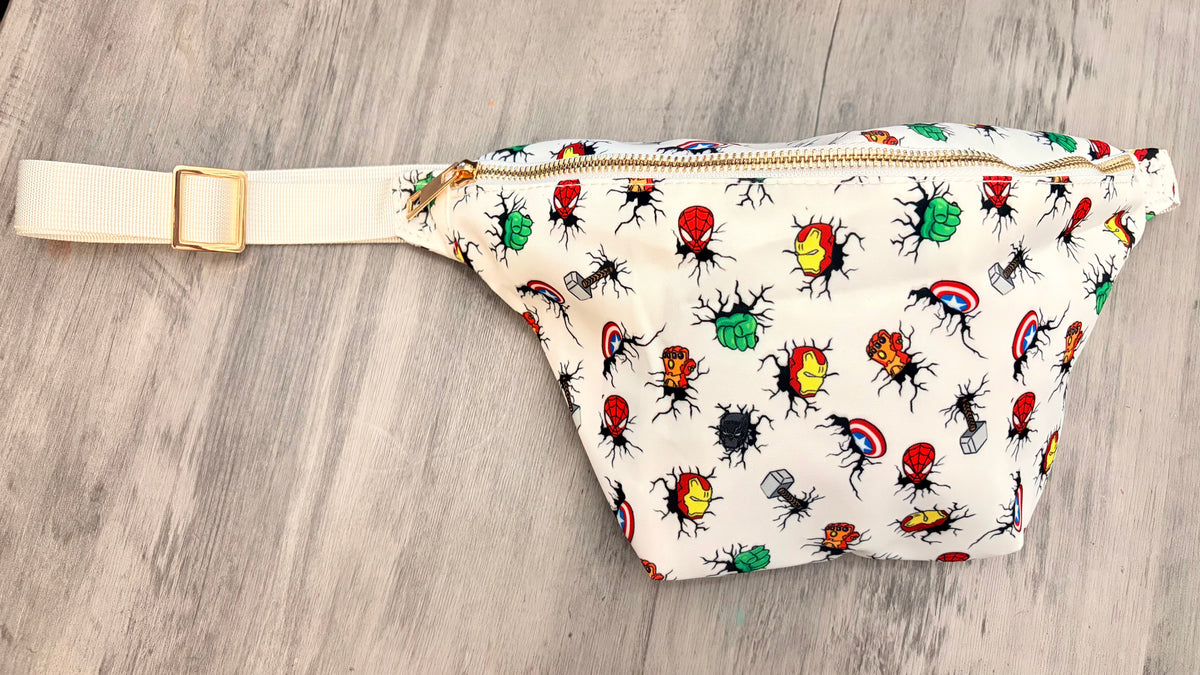 Superhero Character Crossbody Bum Bag | Comic Print Belt Bag | Adventure Park Travel Bag