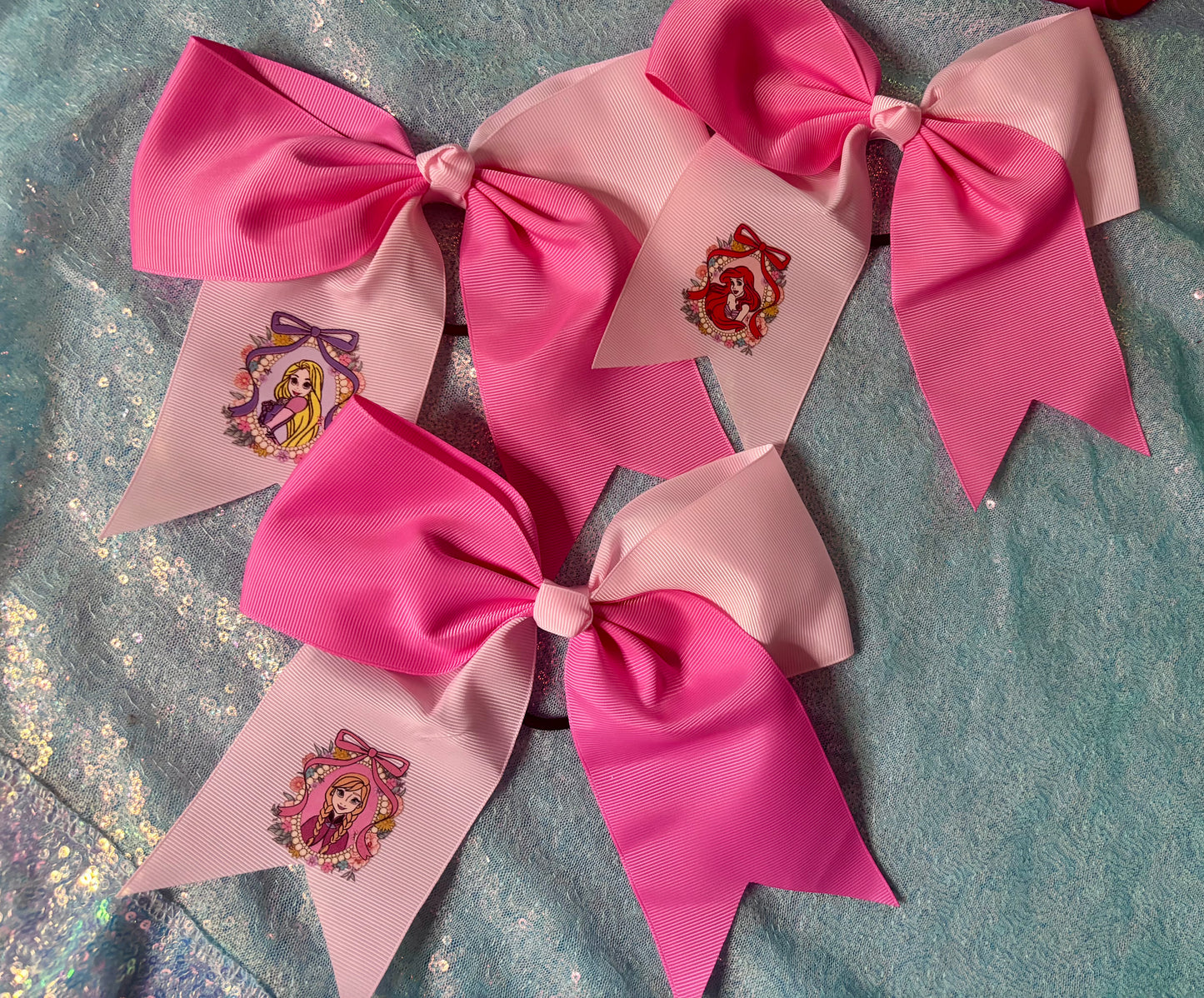 Pink princess cheer bows