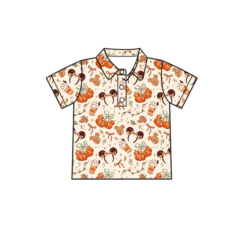 PREORDER Pumpkin Coffee Family Matching Polo Shirt | Neutral Fall Collared Shirt | Autumn Boutique Kids