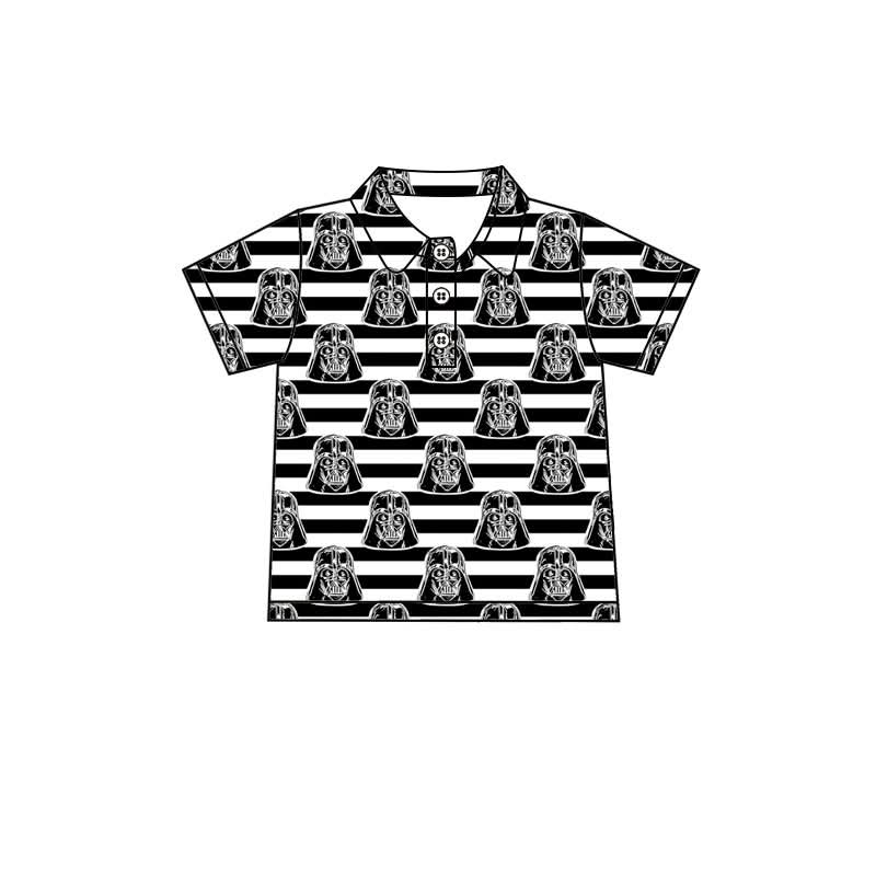 Vader Boys’ Button Down Shirt | Star Wars Inspired Black & White Stripe Shirt | Disney Park Outfit | Kids Vacation Shirt | Boutique Boys Clothing