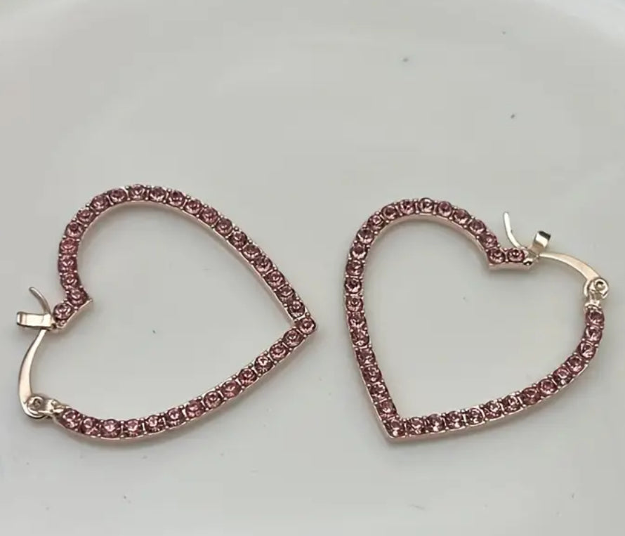 Rhinestone heart earrings