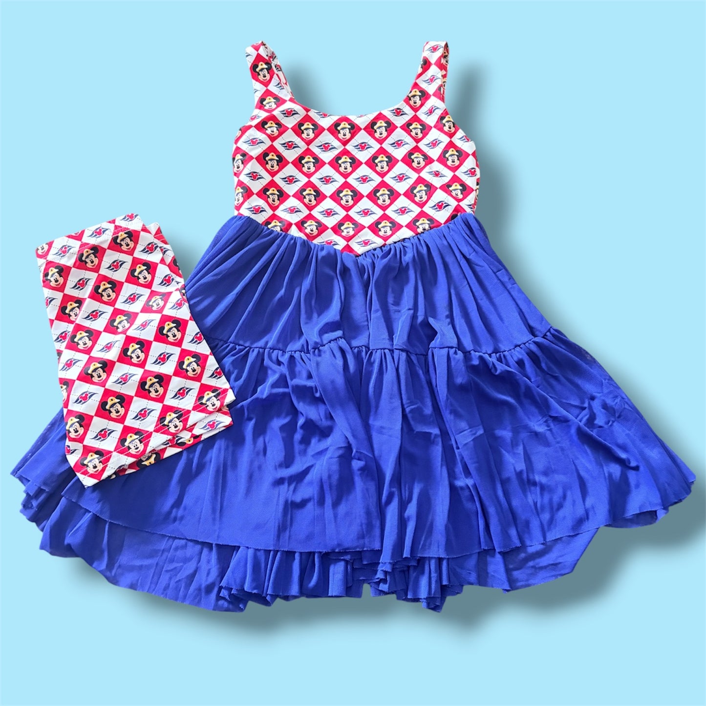 Cruise Captain Twirl Dress & Matching Shorts Set | Nautical Character Inspired Girls Outfit | Family Cruise Vacation Dress