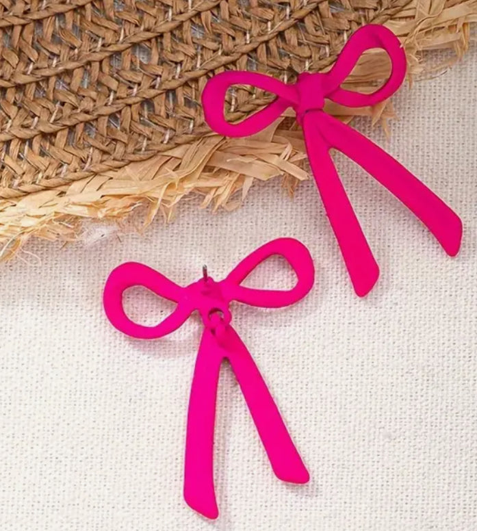 Neon bow earrings