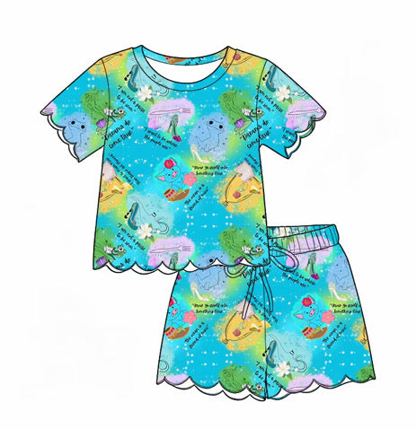 Princess Inspired Matching Lounge Set for Girls & Women | Soft Yoga Waffle Fabric | Boutique Scalloped Lounge Set | Preorder