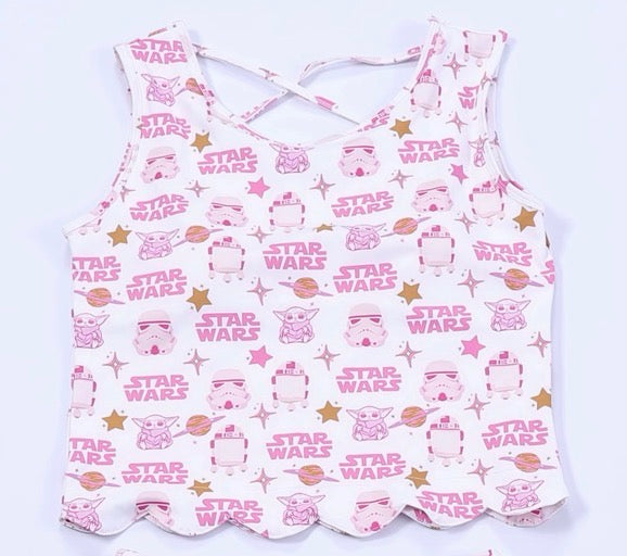 Women’s Pink Star Wars Criss Cross Yoga Tank