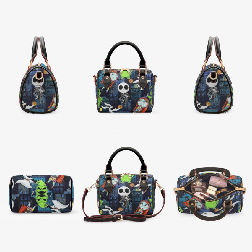 Nightmare Halloween Christmas Satchel Bag | Spooky Character Print Handbag | Gothic Crossbody Purse | Haunted Holiday Park Bag