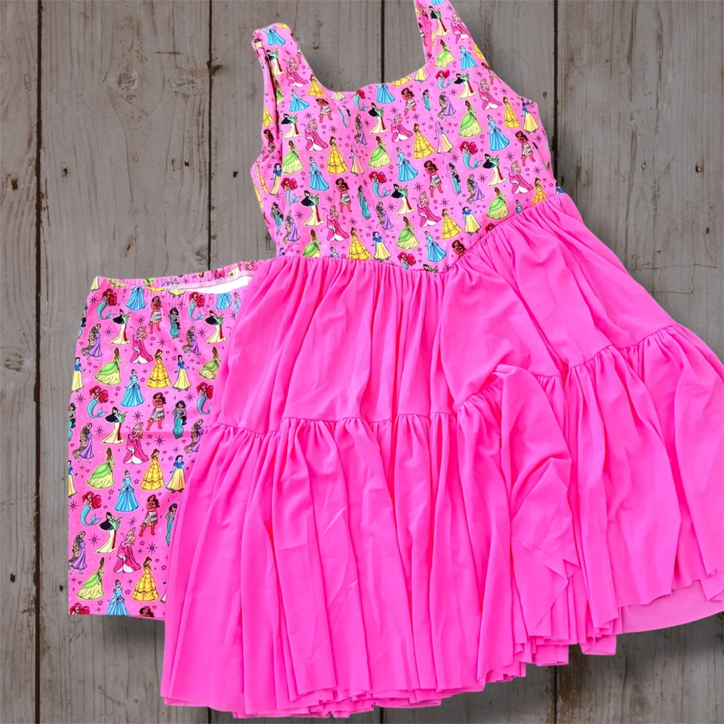 Women’s Princess Twirl Dress | Pink Yoga Material Disney Inspired Dress with Matching Detached Shorts | Mommy & Me Outfit