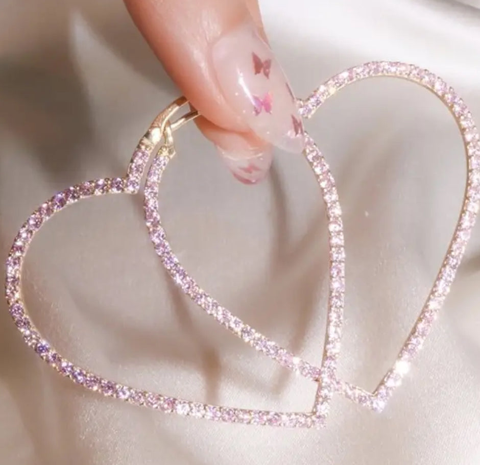 Rhinestone heart earrings