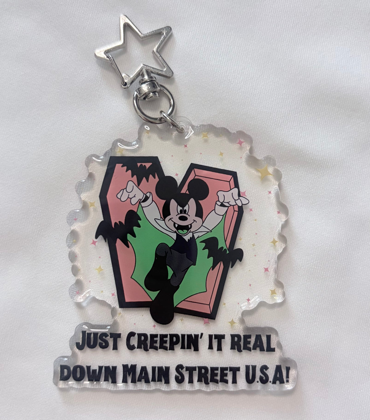 Creepin’ It Real Main Street Bag Charm | Halloween Acrylic Keychain | Spooky Park Bag Accessory