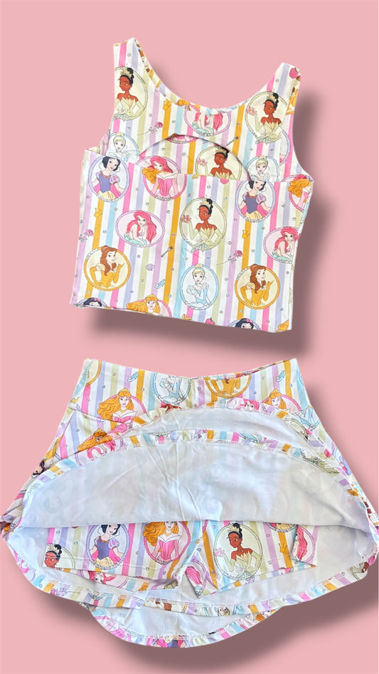 Storybook Princess Yoga Set π Girls Princess Outfit | Two Piece Activewear Set | Built-In Shorts Skirt | Slight Crop Tank | Theme Park Outfit
