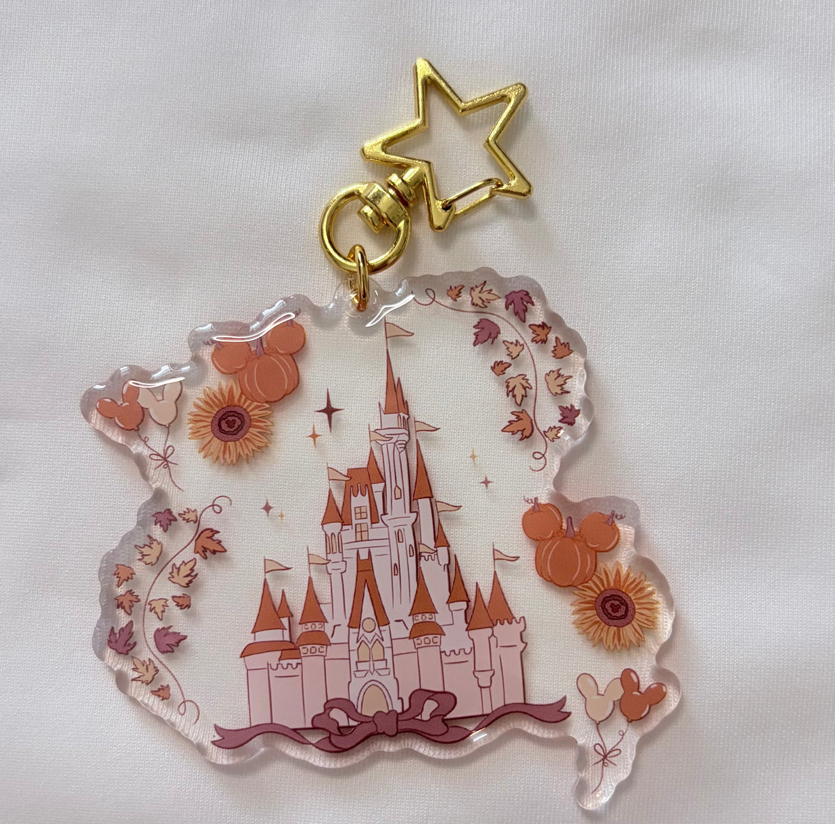 Fall Castle Park Bag Charm | Autumn Castle Acrylic Keychain | Halloween & Fall Theme Park Bag Accessory