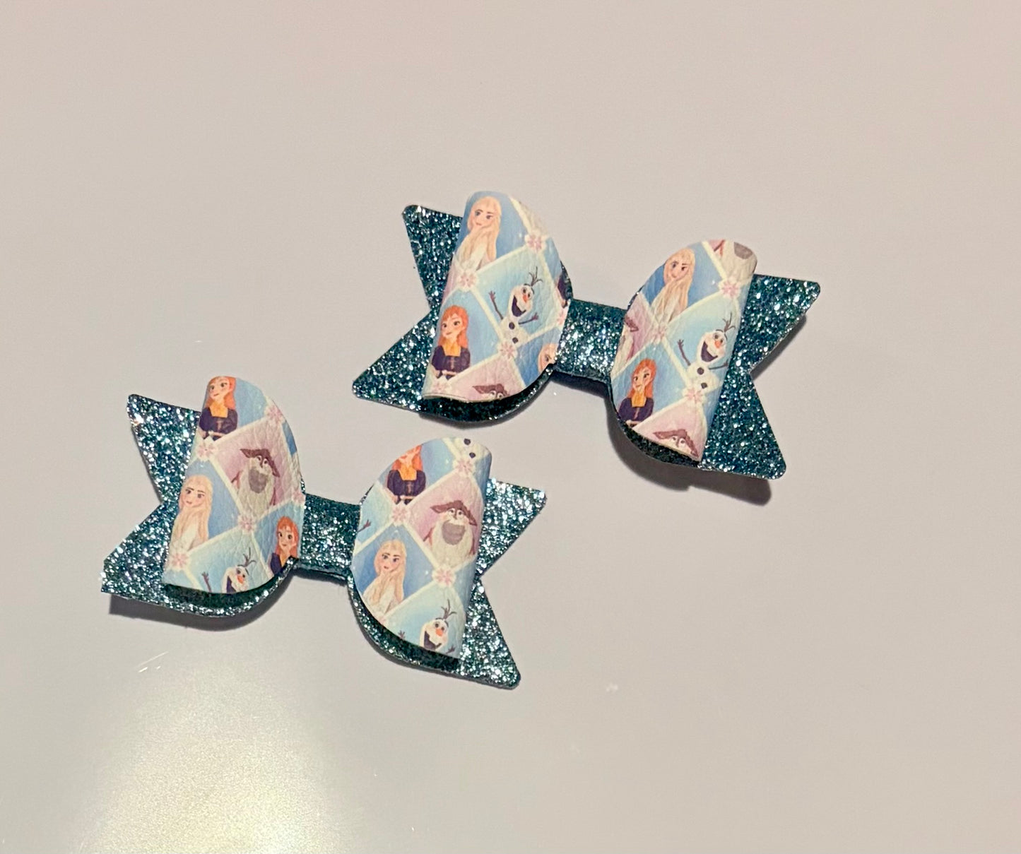 Frozen Inspired Mini Piggie Bow Set | 2.5 Inch Princess Hair Bows | Handmade Girls Hair Accessories