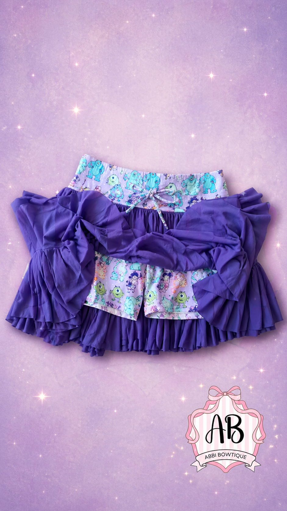 Monsters Inspired Women’s Layered Skirt | Built-In Yoga Shorts | Family Matching Outfit