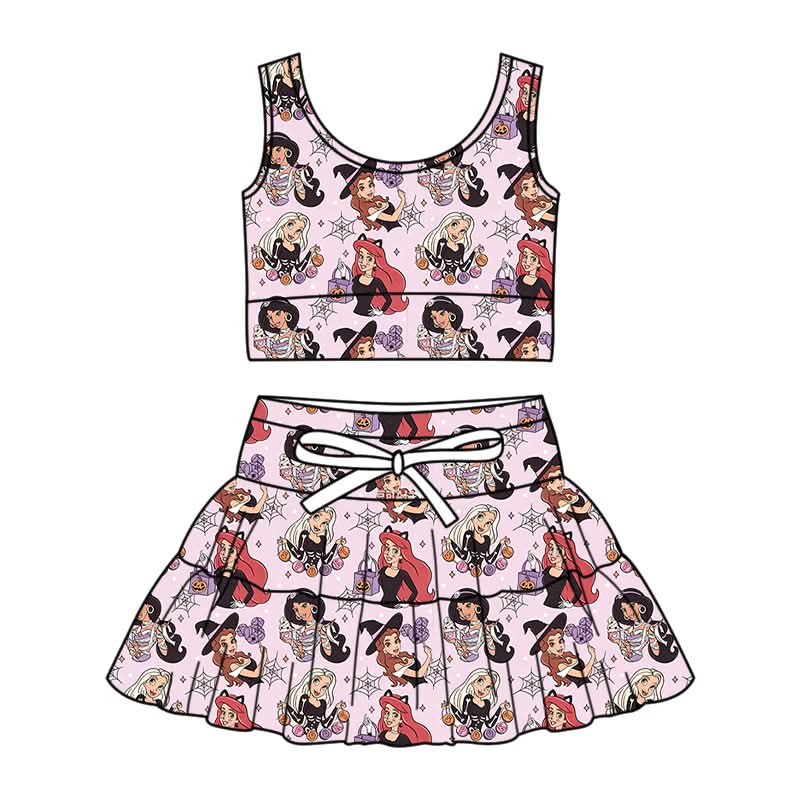 PREORDER Princess Halloween Family Matching Yoga Set | Mommy & Me Spooky Pink Athletic Outfit | Magical Princess Skort Set