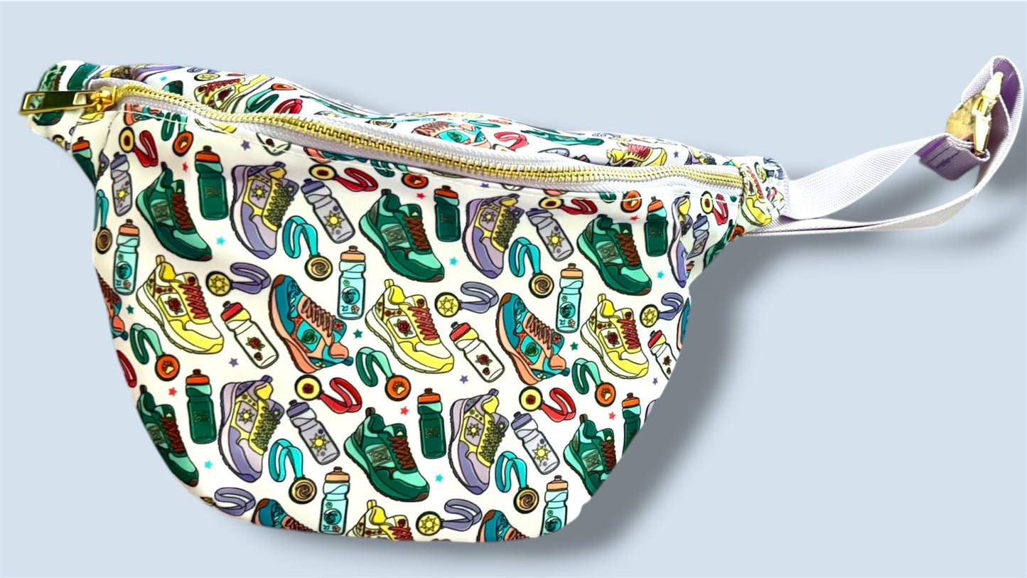 Disney Run Sneaker Belt Bag for Theme Park Runs, Race Day Fanny Pack, Athletic Waist Bag for Women, Disney Vacation Crossbody Bag, Running Essentials Bag, Travel Belt Bag