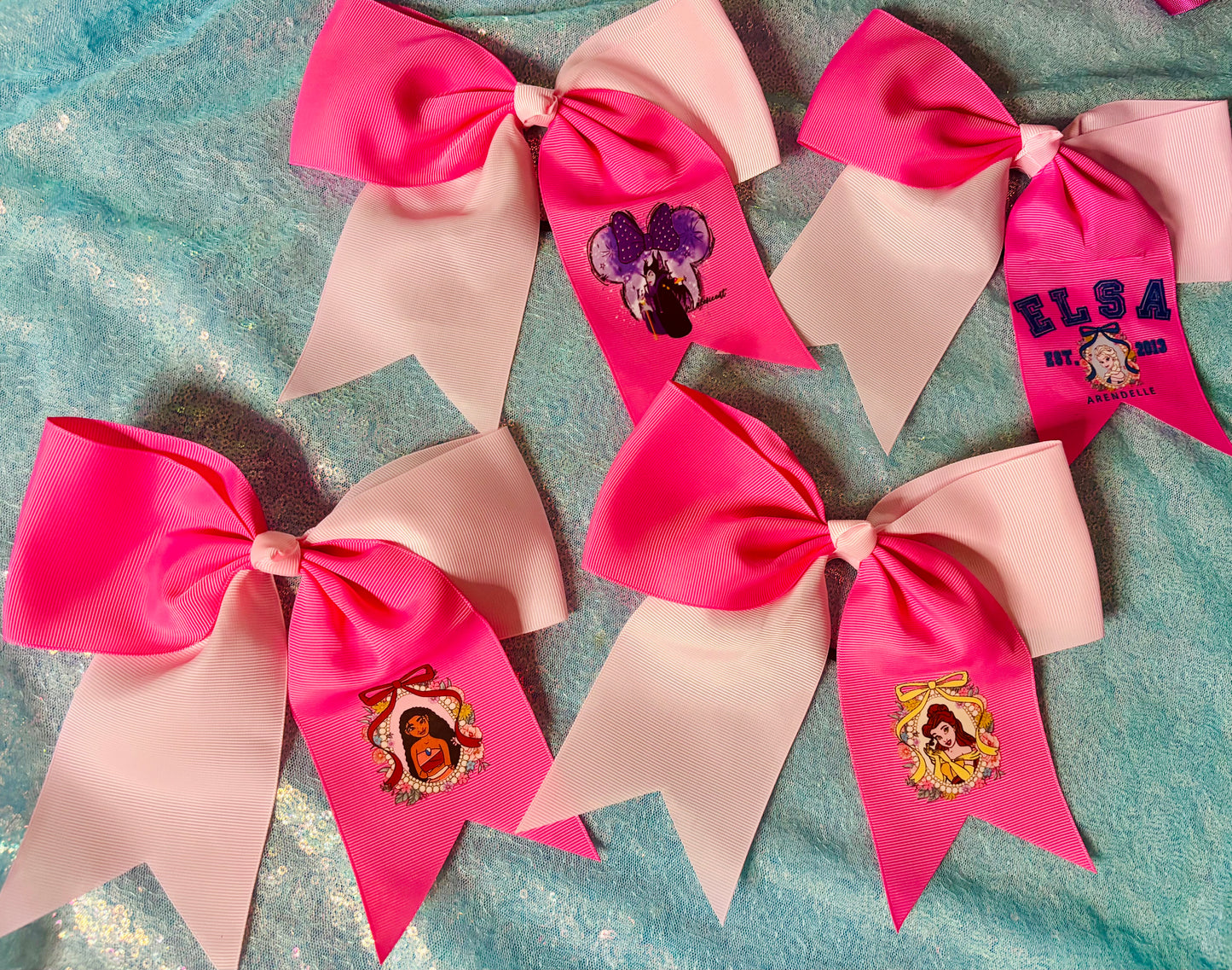 Pink princess cheer bows