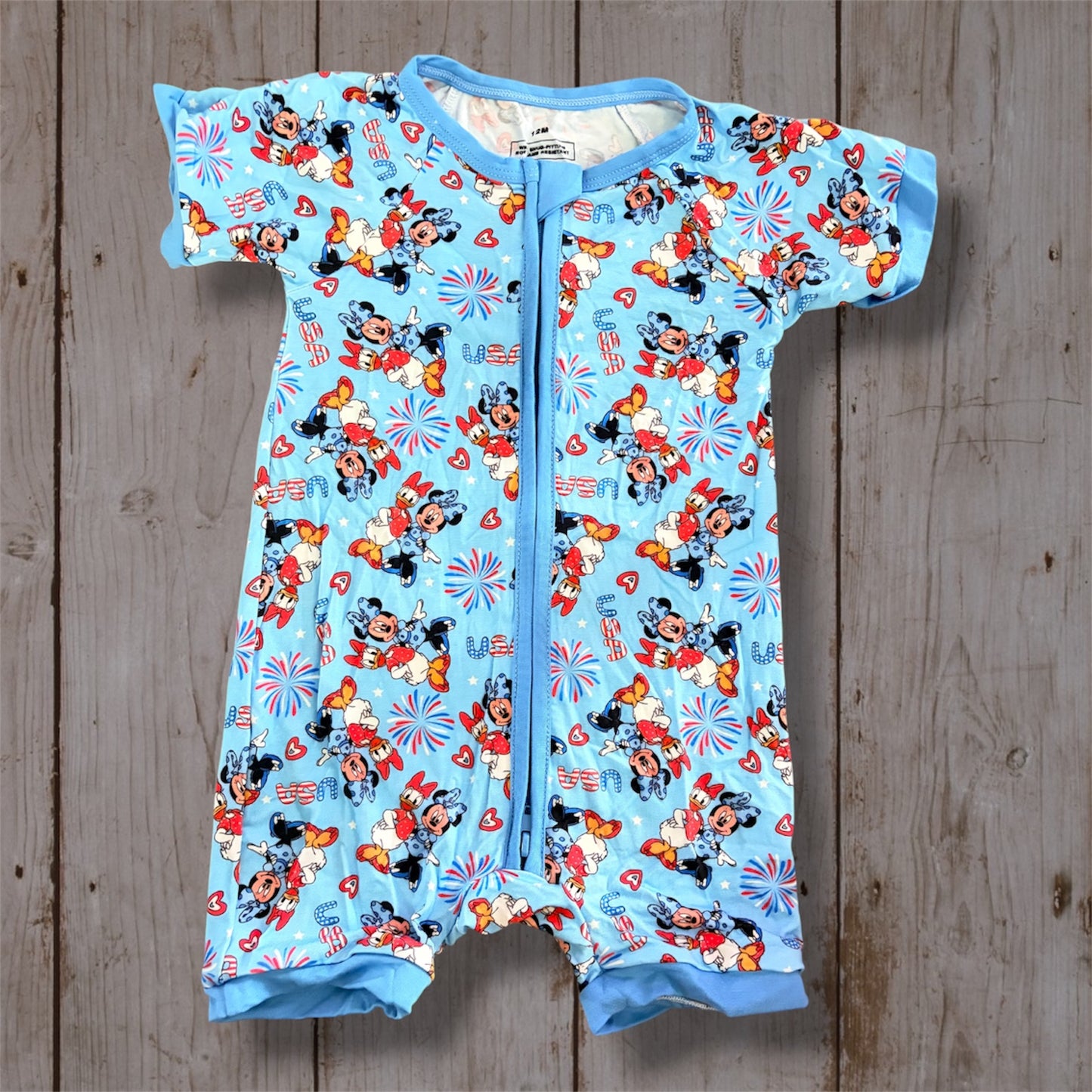 Patriotic Friends Bamboo Double Zipper Romper | USA Baby Sleeper | Patriotic Bamboo Infant One Piece