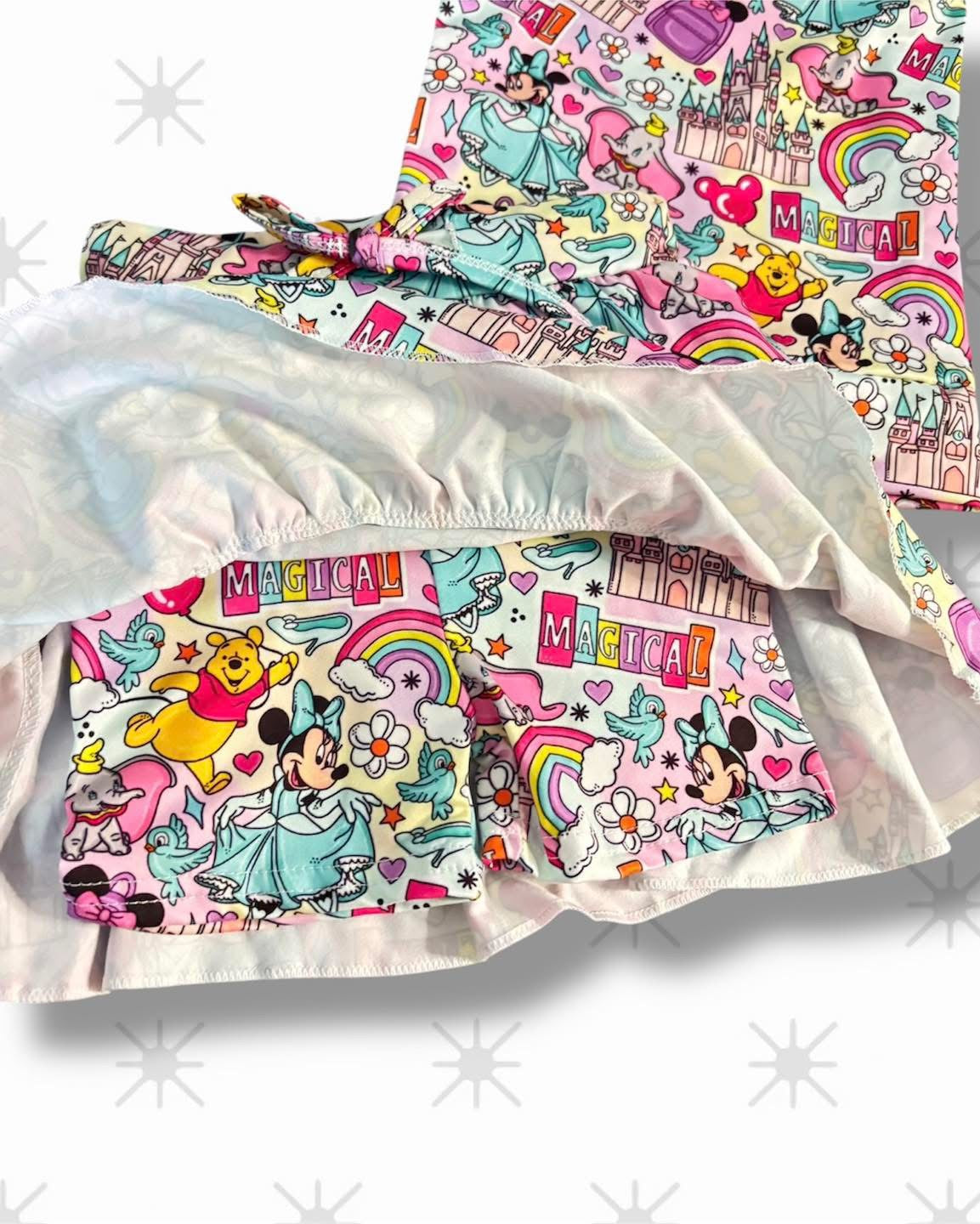 Girls Magical Character Activewear Set β Tank Top & Skirt with Built-In Shorts β Theme Park Outfit β Princess Inspired Athletic Set β Vacation Outfit