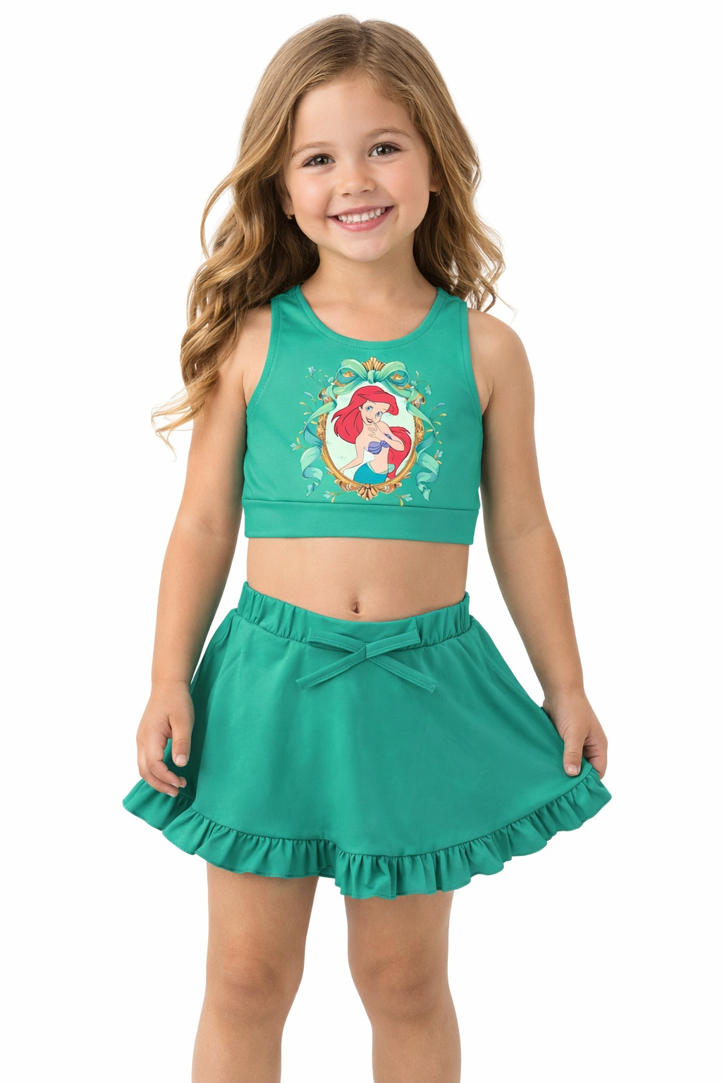 π Girls Mermaid Inspired Active Set β Crop Top & Skort with Built-In Shorts