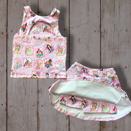 Girls Princess Yoga Set Dress | Pink Princess Character Dress | Magical Park Outfit | Built-In Shorts (Copy)