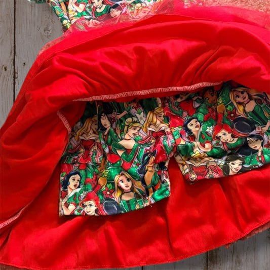 Girls Christmas Princess Dress | Red Holiday Tulle Twirl Dress | Festive Fairytale Princess Outfit