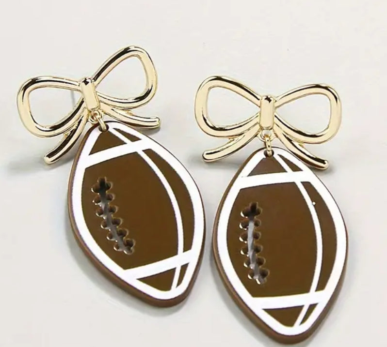 Football gold bow earrings