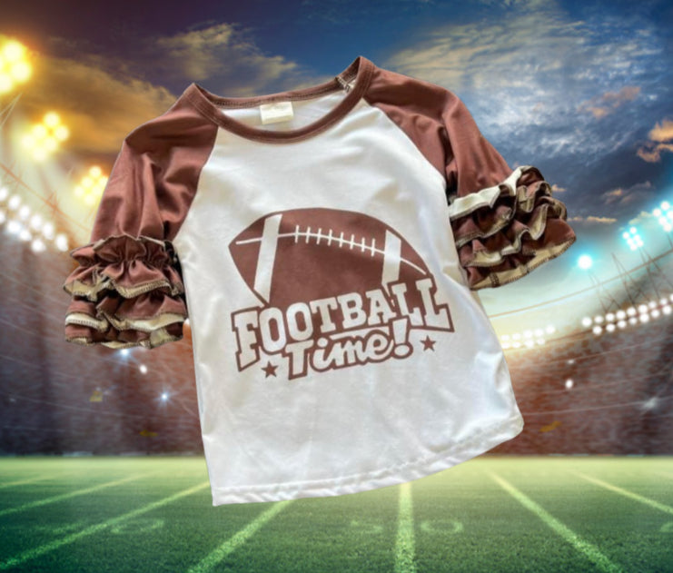 Football time ruffle sleeve shirt