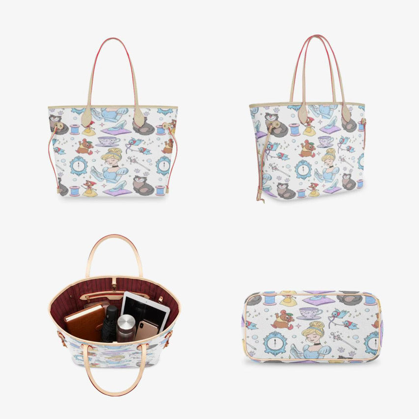 Midnight Princess Fairytale Tote Bag | Enchanted Glass Slipper Character Print Handbag | Whimsical Princess Shoulder Purse | Magical Everyday Travel Bag