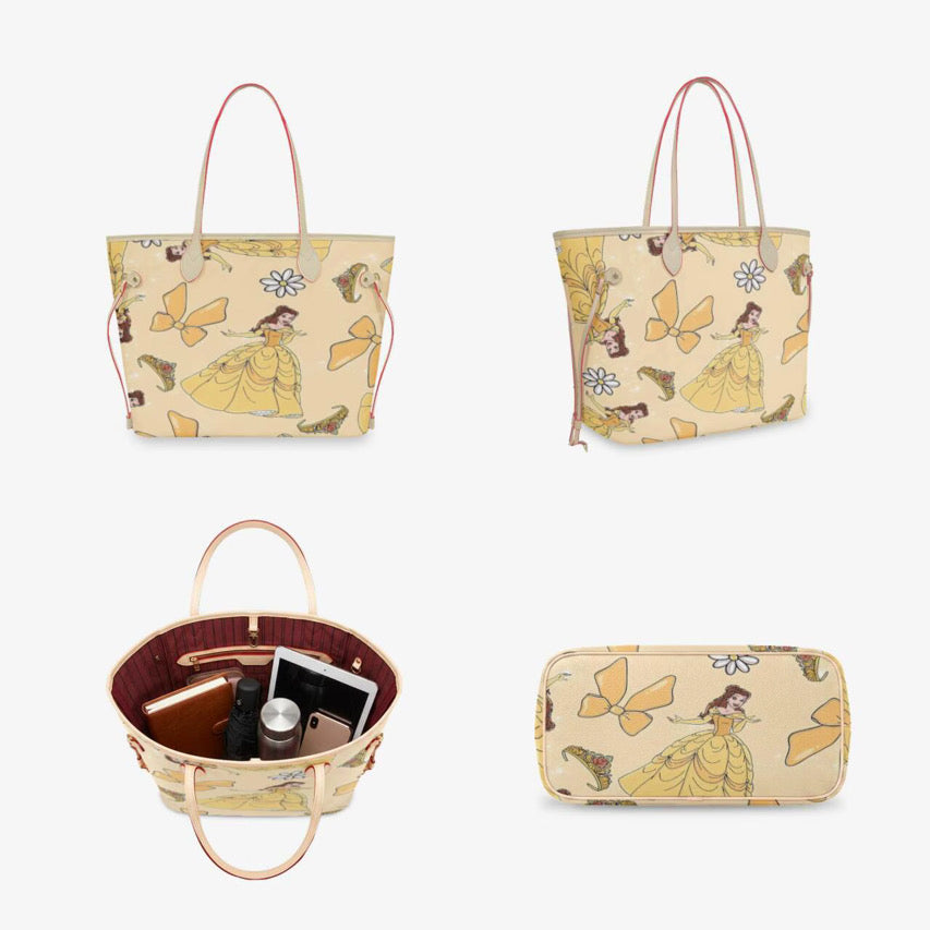 Belle Princess Yellow Tote Bag | Beauty and the Beast Character Shoulder Purse | Enchanted Princess Handbag | Magical Park Day Tote